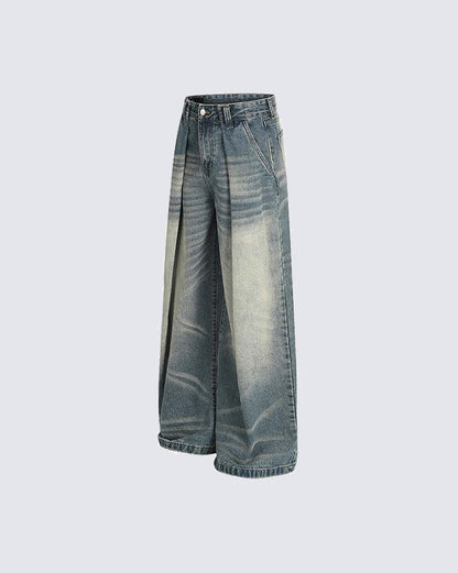 American Vintage Whiskered Washed Denim Jeans