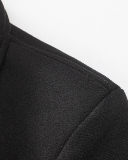 Black Wool-Blend Structured Zip-Up Jacket