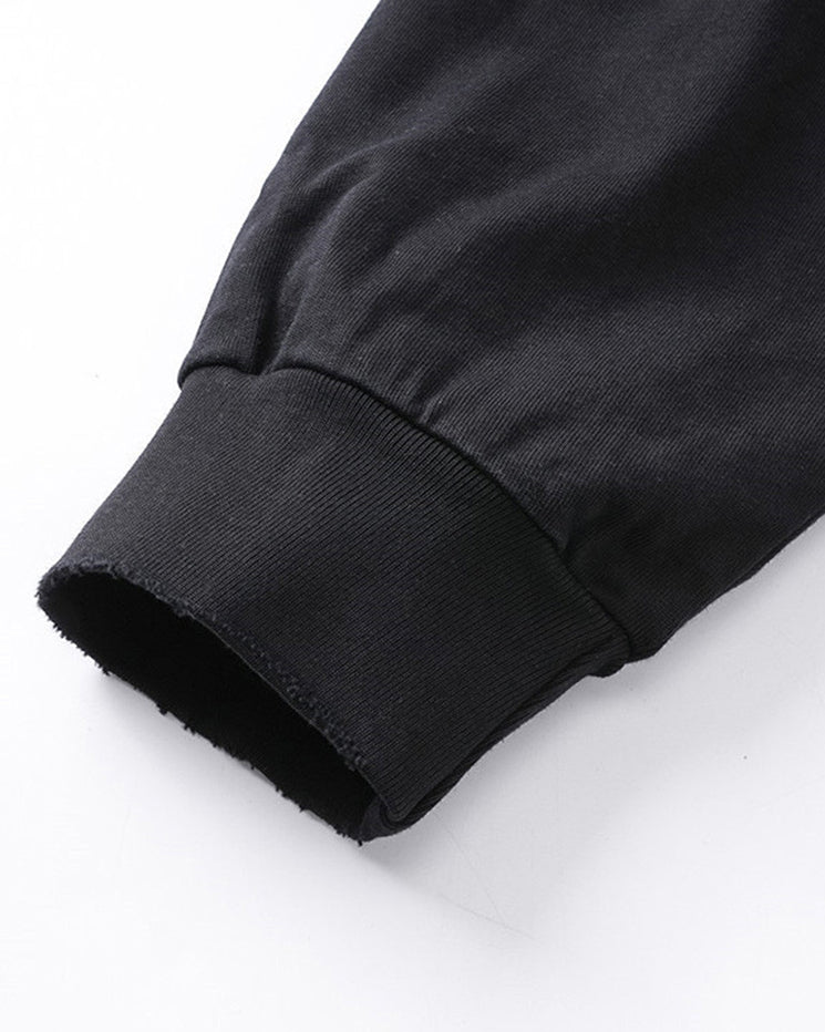 Distressed Crewneck Long Sleeve T-Shirt
