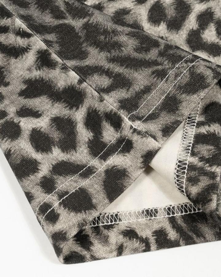 Vintage Leopard Print Crop Casual Tee