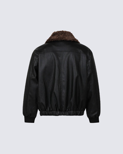 Vintage Mountain Eagle Detachable Leather Jacket