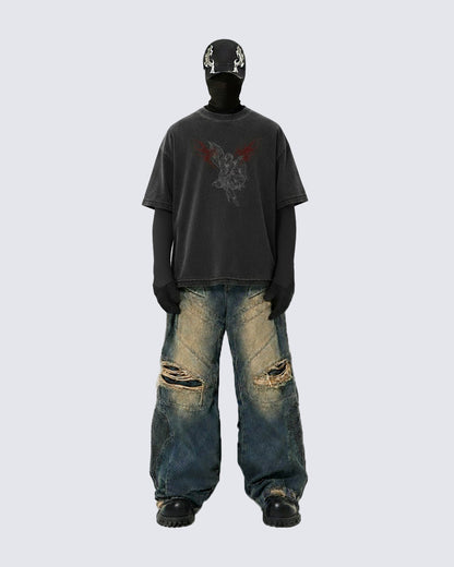 Gothic Angel Graphic Oversized T-shirt