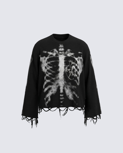 American High Street Dark Skeleton Long Sleeve T-Shirt