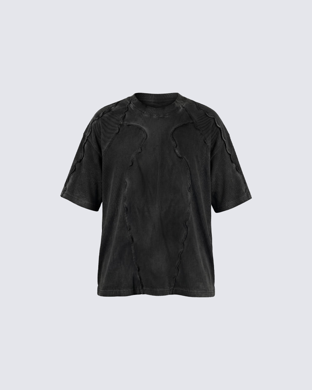 Dark Washed Deconstructed Seam Short Sleeve T-Shirt