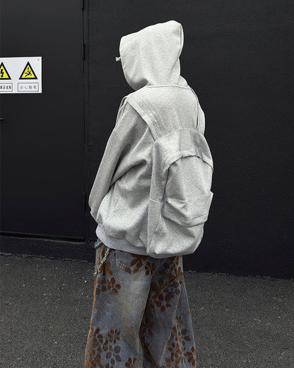 American 3D Backpack Hooded Zip-Up Sweatshirt