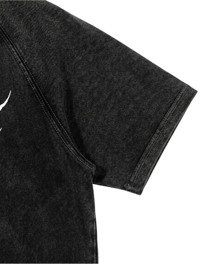Gothic Distressed Washed Skull Print T-Shirt
