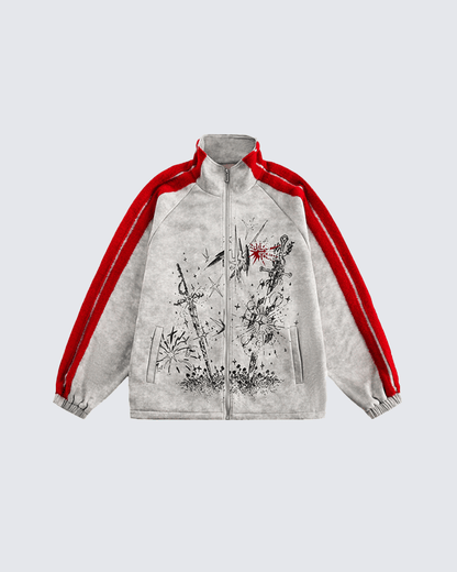 Graphic Print Contrast Stripe Zip Sportswear