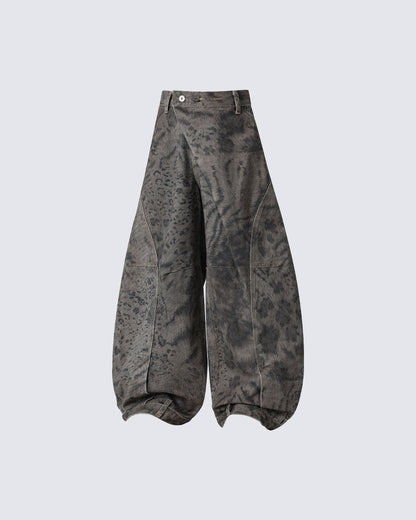 New Vintage Printed Wide-Legged Jeans