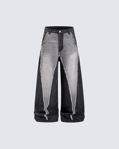 Vintage Washed Patchwork Denim Pants