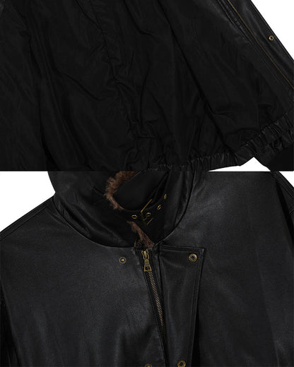 Vintage Mountain Eagle Detachable Leather Jacket