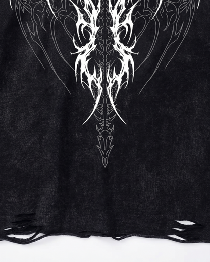 Vintage Washed Batwing Graphic Hoodie