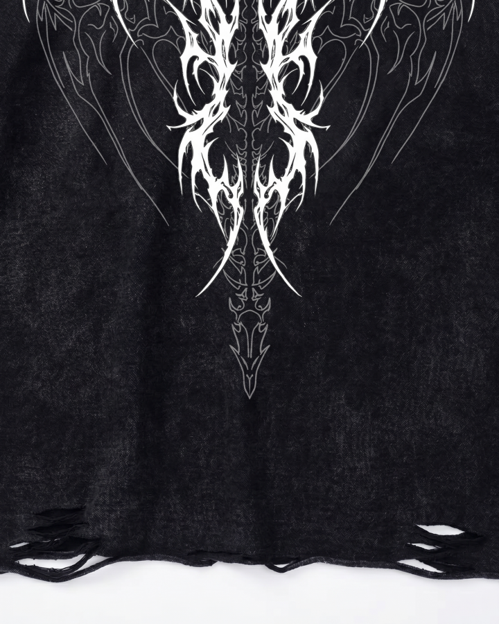 Vintage Washed Batwing Graphic Hoodie