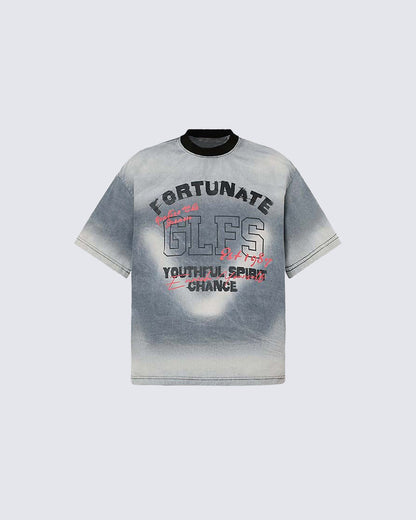 Vintage Washed Faded Graphic Casual T-Shirt