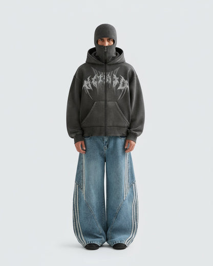 KIIKIO Stonewashed Balaclava Integrated Hoodie