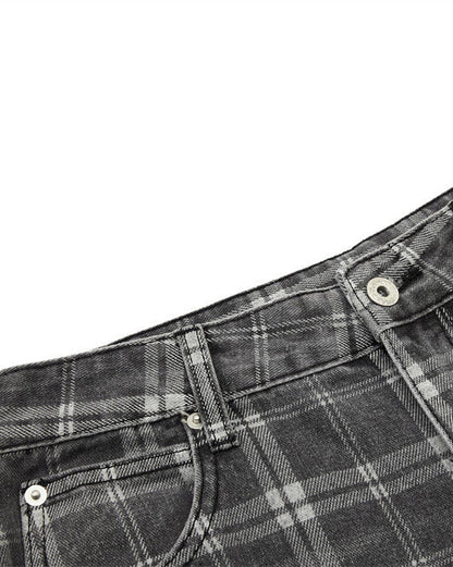 Retro Plaid Wide-Leg Casual Pants