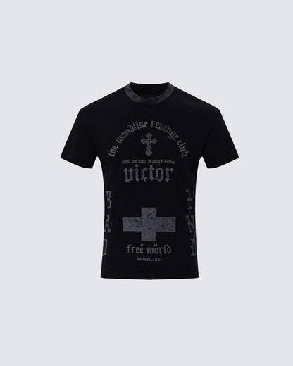 Vintage Fashion Niche Design Distressed T-Shirt