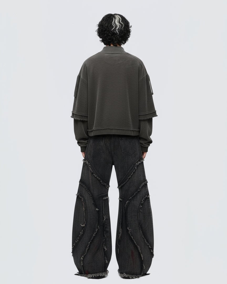 KIIKIO Patchwork Distressed Sweatshirt