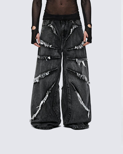 Raw Edge Straight Leg Pants