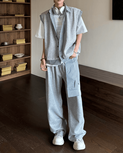 Layered Patchwork Vest Shirt