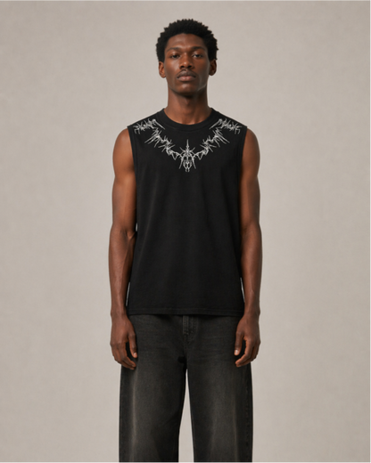 Dark Gothic Thorn Graphic Sleeveless T-Shirt